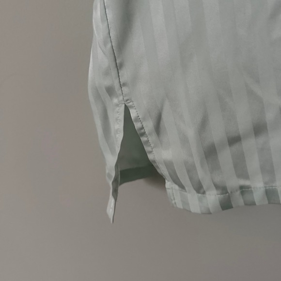 Victoria's Secret Striped Satin Pajama Set Shorts Top Light Mint Green Size XL - Picture 11 of 15